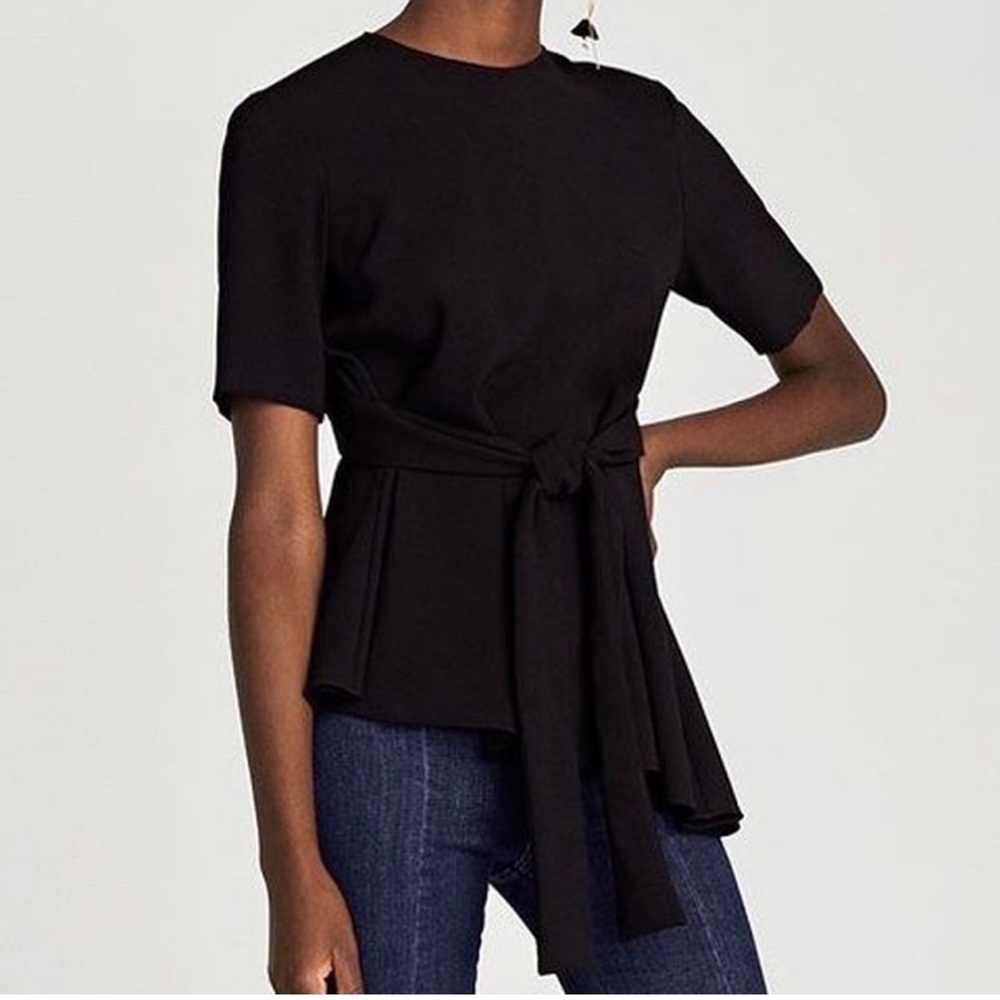 Zara Black Bow Blouse
